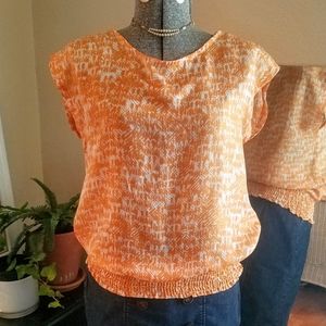 Banana Republic Tangerine houndstooth check top M